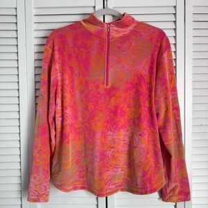 Obermeyer Velour Pullover 1/4 Zip Sweatshirt Pink Orange Activewear Large